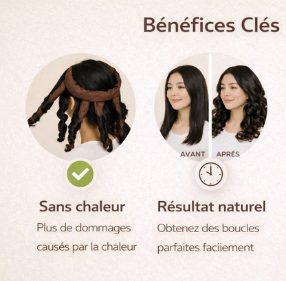 Bandeau Capillaire Curling - Créez des Boucles Naturelles Sans Chaleur